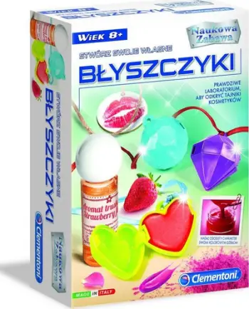 Set shkencor Clementoni Science Fun Create Your Own Lip Glosses, balsam buzësh, aromë luleshtrydhe, shumëngjyrësh