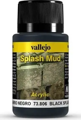 Bojë modelizimi Vallejo Weathering Effects Black Splash Mud, 40ml, baltë e zezë