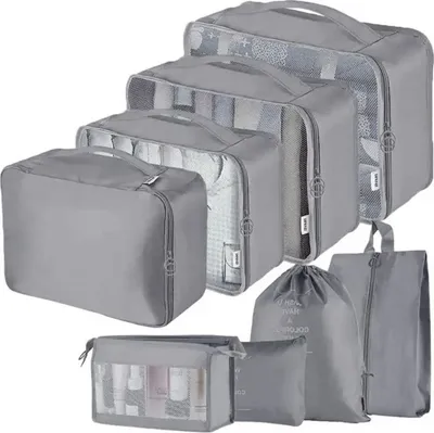 Set organizues udhëtimi Aptel, 8 pjesë, poliester, gri - 3