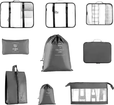 Set organizues udhëtimi Aptel, 8 pjesë, poliester, gri - 5