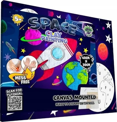 Set pikturimi për fëmijë Splat Planet Canvas Painting Space, 30x40cm, 20 ngjyra balte, shumëngjyrësh - 1
