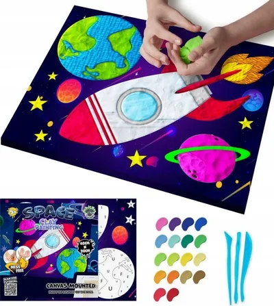 Set pikturimi për fëmijë Splat Planet Canvas Painting Space, 30x40cm, 20 ngjyra balte, shumëngjyrësh - 2