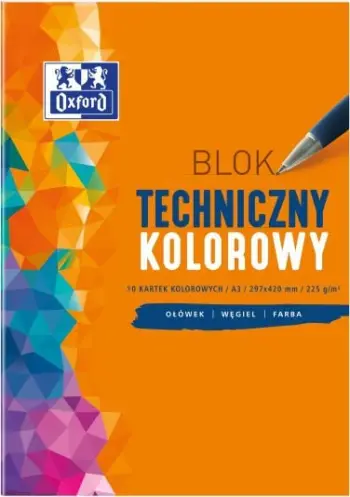 Bllok teknik Oxford Colored, A3, 10 fletë, 225g, shumëngjyrësh