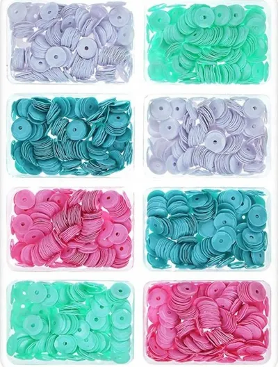 Rruaza dekorative Titanum Round Sequins 6mm, set 4 ngjyra, 8x3g - 3