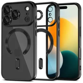 Mbrojtëse telefoni Tech-Protect MagFlex për iPhone 17 Pro Max, MagSafe, transparente, e zezë