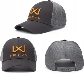Kapelë trucker Wiley X WX, rrjetë poliestre, logo portokalli, gri e errët