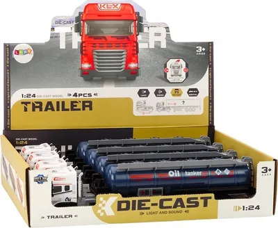 Kamion lodër cisternë Fuel Tank Truck TIR, shkalla 1:24, tinguj dhe drita, i bardhë - 3