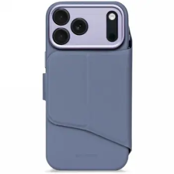 Këllëf telefoni Decoded MagSafe iPhone 17 Pro, folio, silikon i teksturuar, blu