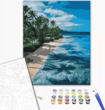 Set pikture me numra Your Hobby BRUSHME Paradise Shore, 40x50 cm, shumëngjyrëshe