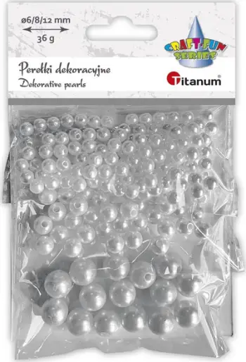 Rruaza plastike Titanum, perlë, 36g, të bardha