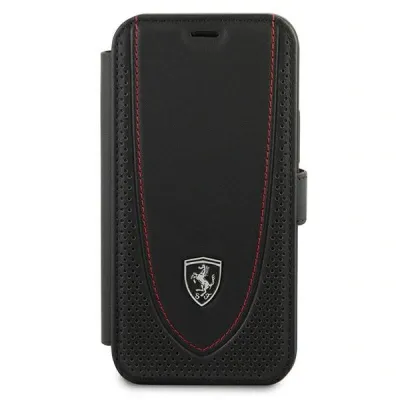 Këllëf telefoni Ferrari Off Track për iPhone 12 Mini, lëkurë natyrale, tip book, i zi - 2