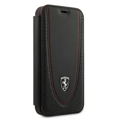 Këllëf telefoni Ferrari Off Track për iPhone 12 Mini, lëkurë natyrale, tip book, i zi - 3