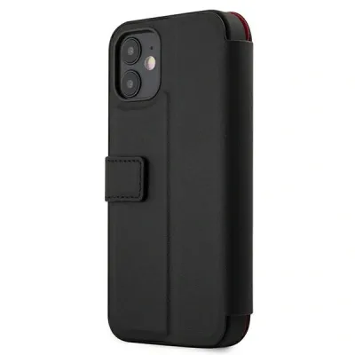Këllëf telefoni Ferrari Off Track për iPhone 12 Mini, lëkurë natyrale, tip book, i zi - 5