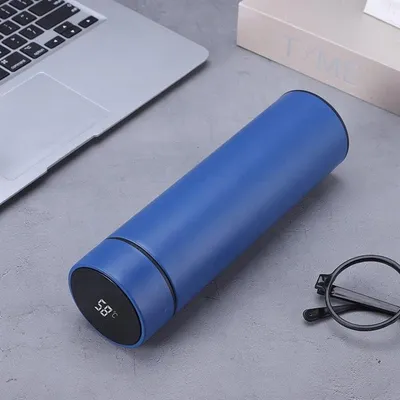 Shishe termos 500ml me ekran temperature , e bardhë dhe blu . UNIMIKS - 2