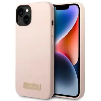 Mbështjellës telefoni Guess iPhone 14 Plus 6.7", silikoni, rozë