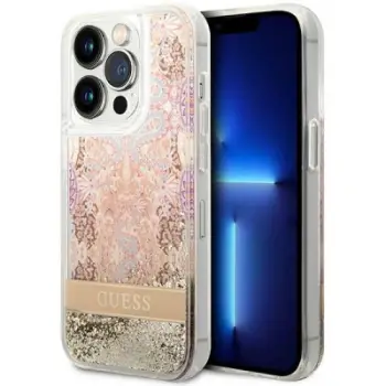 Mbështjellës telefoni Guess iPhone 14 Pro 6.1", glitter, i artë
