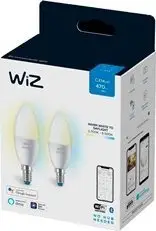 Llambë inteligjente WiZ Candle C37 E14, 4.9W, 470 lm, e bardhë e ngrohtë në të ftohtë, set 2 copë