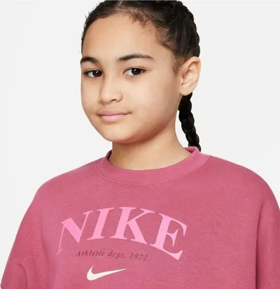 Bluzë duks Nike Sportswear Trend FLC Crew Jr DV2563 633, pambuk, për vajza, rozë - 3