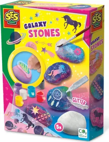Set krijues pikturimi SES Creative Painting Galaxy Stones, gurë dekorativë, për fëmijë