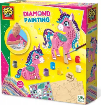 Set artizanal SES Creative Diamond Painting 3D Unicorns, për fëmijë, shumëngjyrësh