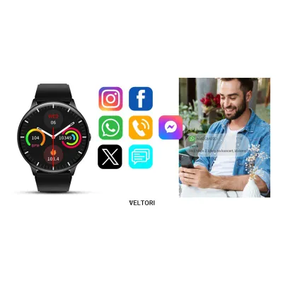 Smartwatch Veltori VT160-1, ekran 1.53", rrip silikoni, i zi - 13