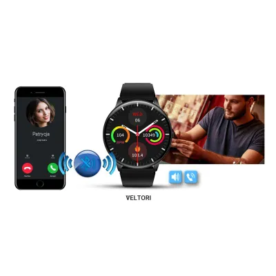 Smartwatch Veltori VT160-1, ekran 1.53", rrip silikoni, i zi - 18