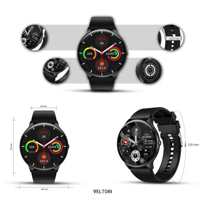 Smartwatch Veltori VT160-1, ekran 1.53", rrip silikoni, i zi - 9
