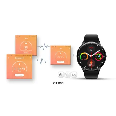 Smartwatch Veltori VT160-1, ekran 1.53", rrip silikoni, i zi - 10