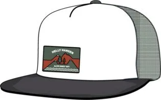 Kapele Helly Hansen Comfortable Flat Brim Trucker Cap Std, rrjetë, e bardhë e zezë - 1