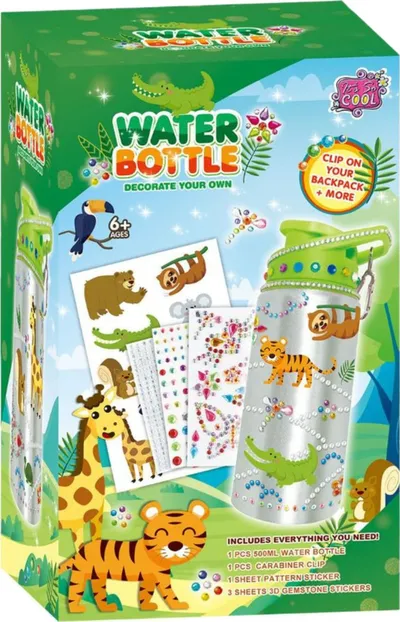 Shishe uji dekorative për fëmijë, 500ml, set DIY me stikera dhe diamante, shumëngjyrëshe - 3
