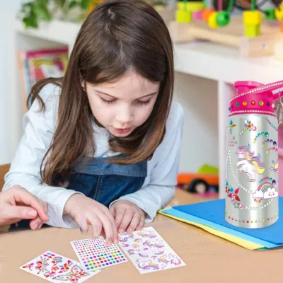 Set kreativ shishe uji Unicorn DIY, mozaik diamant 5D, ngjyra shumëngjyrëshe - 4