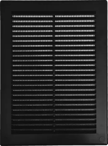 Rrjetë ventilimi plastike, 180x250 mm, me rrjetë insektesh, e zezë
