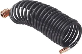 Zorrë spirale ajri Stanley Coiled Hose 5Mt, 5 m, me kapëse të shpejta, e zezë