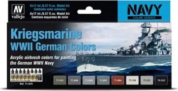 Set bojërash akrilike Vallejo Model Air VAL71615, Kriegsmarine WWII, për airbrush