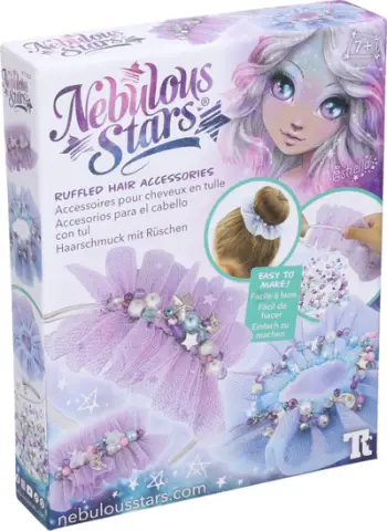 Set kreativ Nebulous Stars Ruffled Hair Accessories, 3 aksesorë flokësh, për fëmijë 7 12 vjeç, shumëngjyrëshe