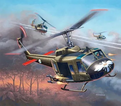 Model helikopter Revell Bell UH 1H Gunship, shkalla 1:100, plastik, shumëngjyrësh - 1