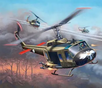 Model helikopter Revell Bell UH 1H Gunship, shkalla 1:100, plastik, shumëngjyrësh