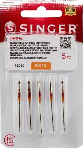 Gjilpëra universale për makinë qepëse Singer 2020, 80/12, set 5 copë