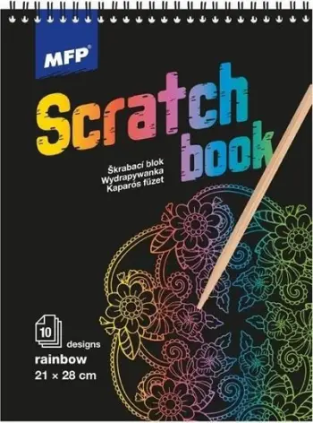 Fletë vizatimi scratch MFP Rainbow, 21x28 cm, 10 fletë, shumëngjyrëshe
