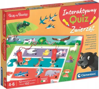 Lojë edukative Clementoni I Learn With Fun Interactive Quizzes About Animals, elektronike, për fëmijë 4-6 vjeç, shumëngjyrëshe