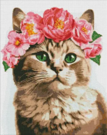 Set mozaik me diamant Ideyka Sophisticated Cat, 40x50 cm, me kornizë
