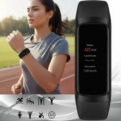 Ora inteligjente Gravity GT40-1, Bluetooth, rrip gome 19mm, e zezë - 9
