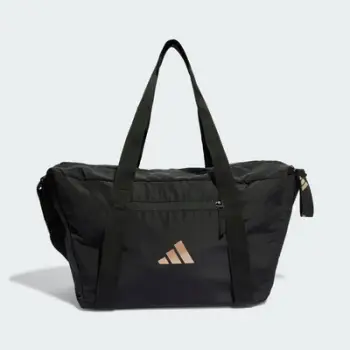 Çantë sportive Adidas Sport Bag, për palestër dhe udhëtime, e zezë me bakër metalik