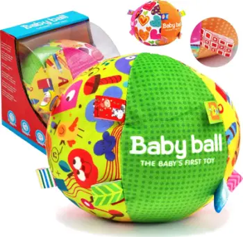 Top lodër sensorik Woopie Baby Ball, 19 cm, me zile, shumëngjyrësh