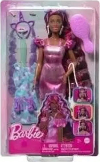 Kukull Barbie Fun and Fancy Hair, flokë shumë të gjatë me ngjyra, me aksesorë stilimi