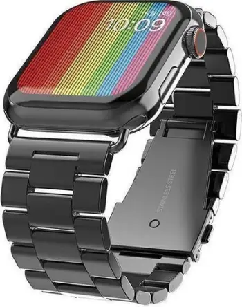 Rrip metalik Mercury për Apple Watch, 42/44/45 mm, çelik inoks, i zi