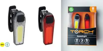 Komplet llambash për biçikletë TORCH 55004 + 55005, e bardhë / kuqe