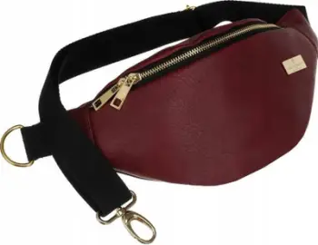 Çantë beli Peterson, lëkurë eko, 2 ndarje me zinxhir, bordo