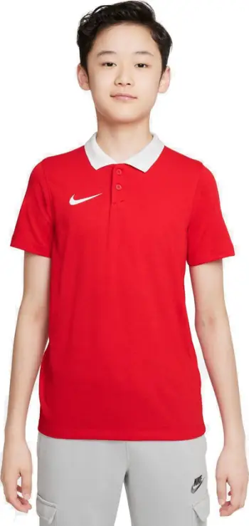 Bluzë polo sportive Nike Dri-FIT Park Jr CW6935-657, fëmijë, poliester, e kuqe me jakë të bardhë