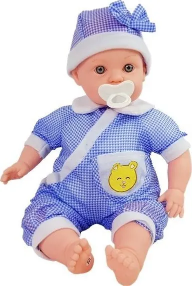 Kukull bebe Lean Sport Baby, 45cm, me tinguj, veshje e kaltër - 2